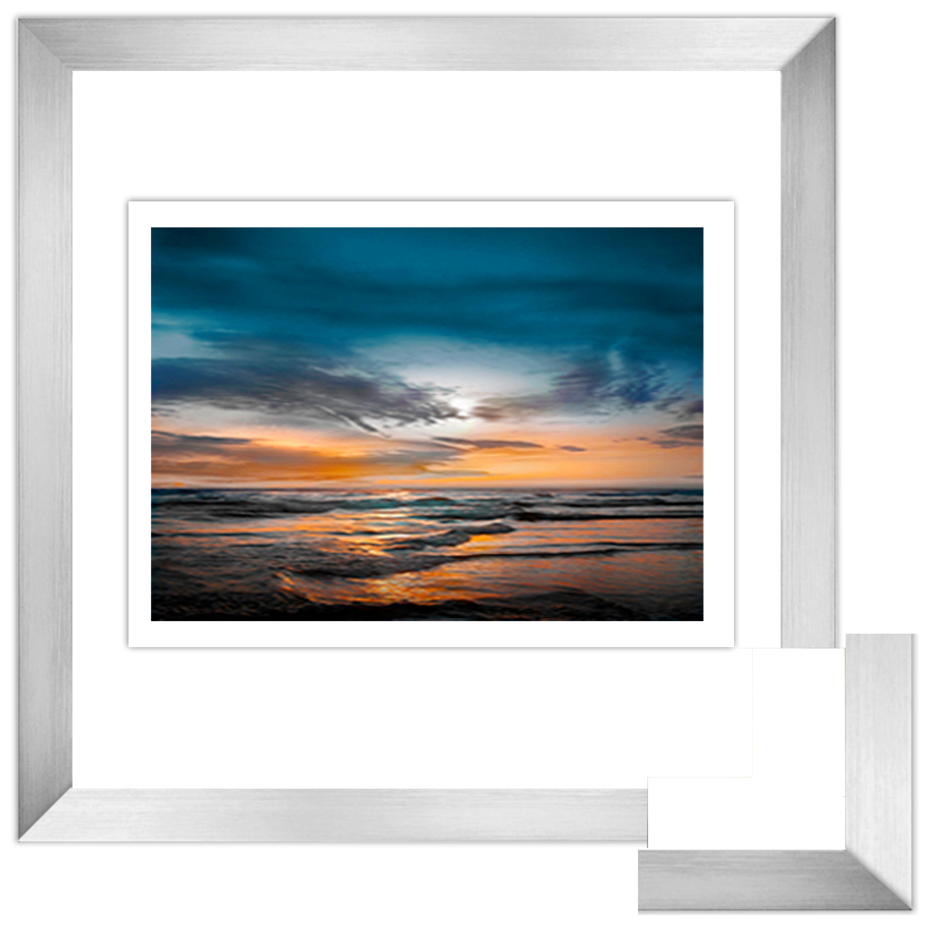 FP234 Wall décor art framed print seascape silver frame